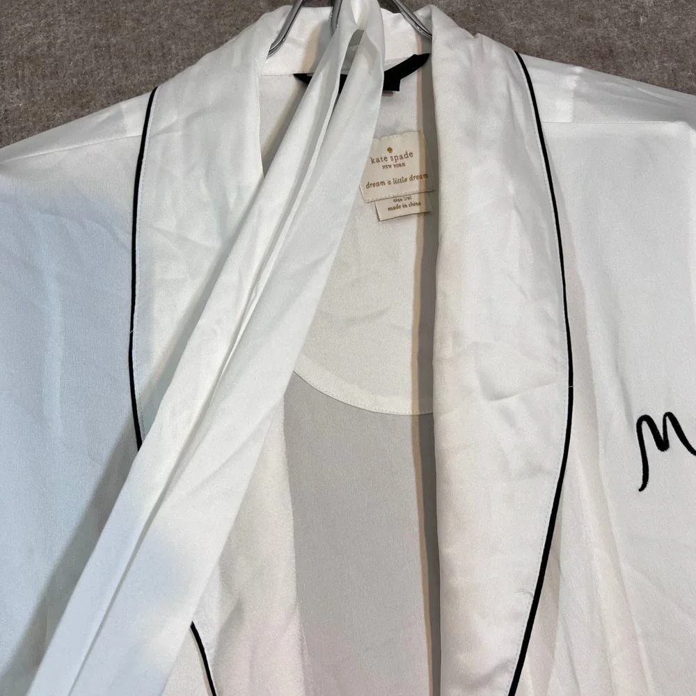Kate Spade Mrs Robe Womens L/XL White Satin Bridal Wedding Loungewear